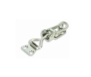 TOGGLE LATCH S/S 304  - Cam Action Fastener - Pressed stainless steel construction. Over centre cam action. Length can be adjusted via threaded stem. Security eye for padlock incorporated in base. Small Height closed (mm):16   Width (mm):26   Padlock shackle (mm):6   Closed Length:84-96mm   Mount Screws (mm):4 c/s